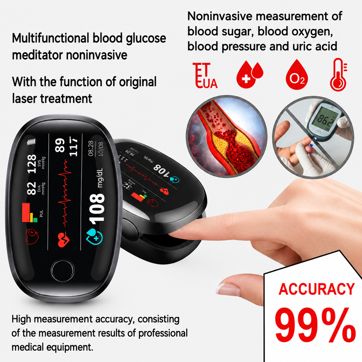 🔥Final 3 Hours – Limited Stock Left🏆PRYXO™ Non-Invasive Smart Blood Sugar Tracking Device 99.9% Accuracy (Mayo Clinic Recommended)